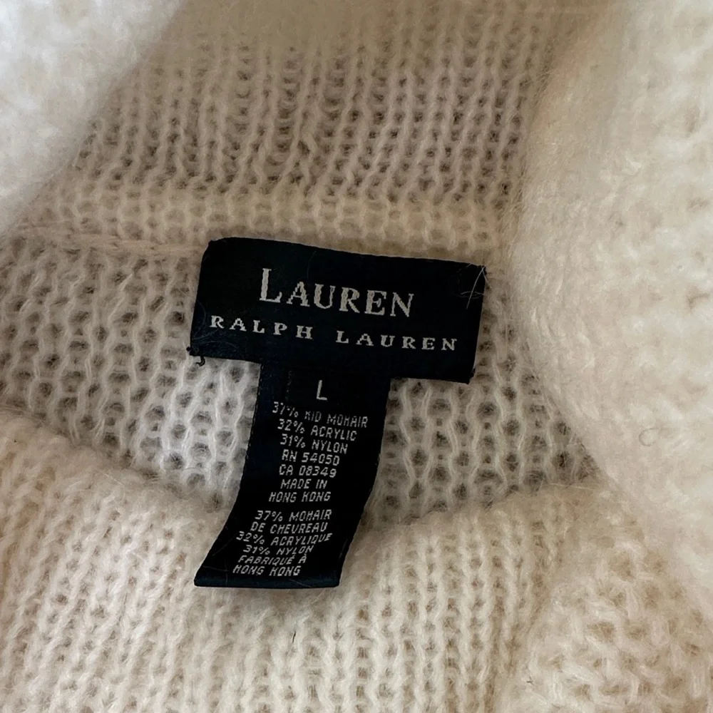 Ralph Lauren Off-White Mohair Turtleneck Sweater. Like new!